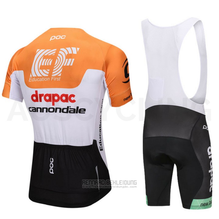 2018 Fahrradbekleidung Cannondale Drapac Wei und Orange Trikot Kurzarm und Tragerhose